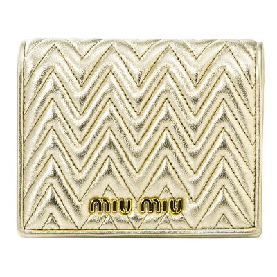 【10%OFF楽天スーパーSALE対象】ミュウミュウ 2つ折り財布 MIU MIU 5MV204 2CAL F0846 財布 ナッパ インプントゥーレ NAPPA IMPUNTURE レディース PIRITE(ピリーテ) ゴールド 金【 送料無料】【当店通常価格 38800円】