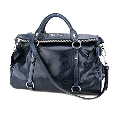 【最大3000円クーポン配布中 4/26(金)12:00まで】ミュウミュウ ハンドバッグ MIU MIU RT0365 バッグ ヴィッテロ ラックス VITELLO LUX レディース BLUETTE(ブルーエット) ネイビー 2WAY ショルダーバッグ ヴィンテージ加工【 ミューミュー 送料無料】