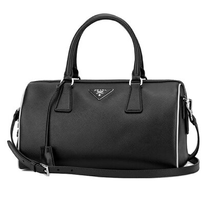 【20%OFF対象 セール★決算 SALE】プラダ ハンドバッグ PRADA 1BB001 NZV F0N12 バッグ サフィアーノ ルクス SAFFIANO LUX レディース NERO(ネロ)/TALCO(タルコ) ブラック 黒/ホワイト 白 2WAY ボストン クロスボディ 三角ロゴ 上品 カジュアル【 送料無料】