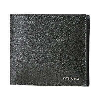 【最大5000円OFFクーポン配布中★6/1(月)14:00まで】プラダ 2つ折り財布 PRADA 2MO738 2CB1 F0G52 財布 ヴィッテロ マイクログレイン VITELLO MICRO GRAIN メンズ NERO(ネロ)/BALTICO(バルティコ) ブラック 黒/ネイビー【 送料無料】