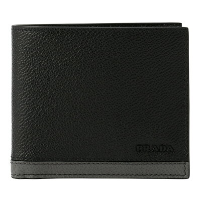 【最大5000円OFFクーポン配布中★7/14(火)14:00まで】プラダ 2つ折り財布 PRADA 2MO738 2CIH F0R8F 財布 ヴィッテロ マイクロ グレイン VITELLO MICRO GRAIN メンズ NERO/MERCURIO ブラック 黒/グレー 灰【 送料無料】