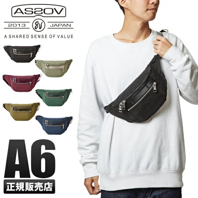 アッソブ AS2OV ウエストバッグ メンズ 091705 / Shrink Nylon シュリンクナイロン ファニーパック 斜めがけバッグ ミニ 小さい 小さめ 横型 ブランド ブラック【在庫限り】