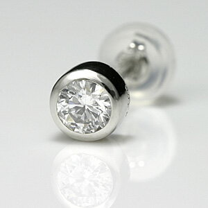 メンズピアス ダイヤモンド 0.2ct プラチナ 片耳用 宝石鑑別書付 【送料無料】 男性用 一粒 ダイヤ シンプル ふくりん留め ふせ込み ベゼルセッティング