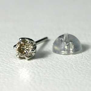 ブラウンダイヤ 0.1ct ピアス メンズ プラチナ 片耳 【送料無料】Pt900 brown diamond pierce 一粒 ダイヤ 男性 ジュエリー シンプル