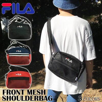 【ゆうパケット送料無料】 FILA フィラ ポーチ ショルダーバッグ ブラック トリコロール レッド ブルー ボックスロゴ スケート ストリート ダンス リバイバル メンズ レディース フェス