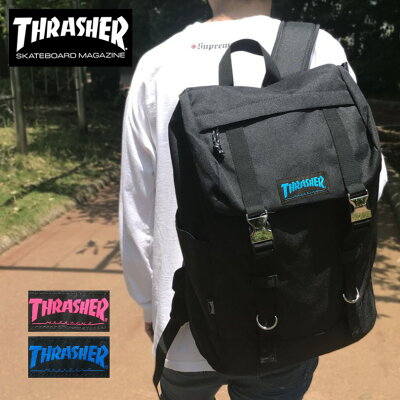 スラッシャー リュック THRASHER メンズ レディース 通学 大容量 男子 女子 中学生 高校生 部活 入学 送料無料 ブランド 軽量 通勤 丈夫 男女 バッグ バックパック メタルバックル Dカン リュックサック おしゃれ かわいい ストリート スケボー PC THRCA506