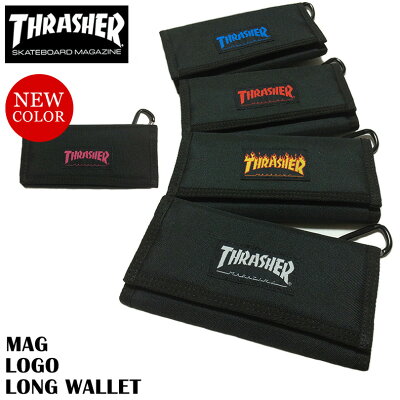 2点セット 【ゆうパケット送料無料】 スラッシャー THRASHER 財布 長財布 メンズ レディース キッズ 通学 マグロゴ ブラック ホワイト イエローフレーム レッド ブルー ピンク カラビナ ウォレット スケート フェス 小物