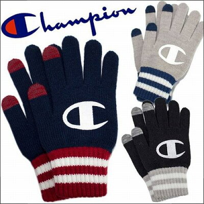 SALE!チャンピオン Cロゴプリント ニットグローブ スマホ対応 手袋 メンズ レディース/Champion 662-1037/グレー・ネイビー・ブラック/フリーFree/ネコポス発送OK