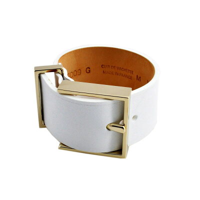 【10%OFFクーポン 4/1 10:00〜】メゾンボワネ Maison Boinet 95009G 79 09 White M ベルトタイプ レザー ブレスレット バングル 30mm