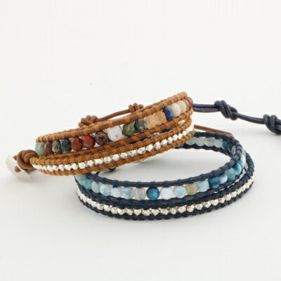 <ペア商品>2連ラップブレスレットセットマルチ × ブルー【レディース】【メンズ】 <<CHAN LUU 公式 オンラインショップ>>セット 男女 ペア ブランド アクセサリー ギフト