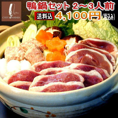 送料込み鴨鍋セット(2〜3人前) 鴨なべ 冷凍賞味期限:冷凍4〜5か月・ 鴨ローススライス150g×1・鴨ももスライス150g×1・鴨のつみれ200g×1・スープ×1 お取り寄せ ギフト/贈り物/かも/国産鴨肉カード、送料無料
