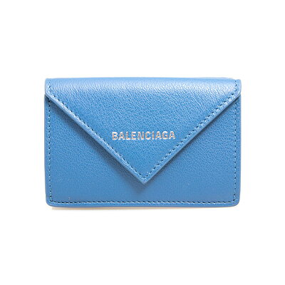 バレンシアガ BALENCIAGA 財布 レディース 三つ折り財布 デニムブルー PAPIER MINI WALLET 391446 DLQ0N 4703 DENIM BLUE【ミニ財布】