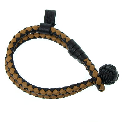 ボッテガヴェネタ BOTTEGA VENETA ブレスレット ブラック×マスタードブラウン 612982 V395B 1021 NERO-MOUTARDE サイズS