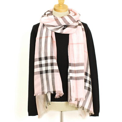 バーバリー BURBERRY シルク混ストール MU MTL GZ GNT CHK アッシュローズ/シルバー 4043627 ACBFF 5317B ASH ROSE/SILVER 【英国】