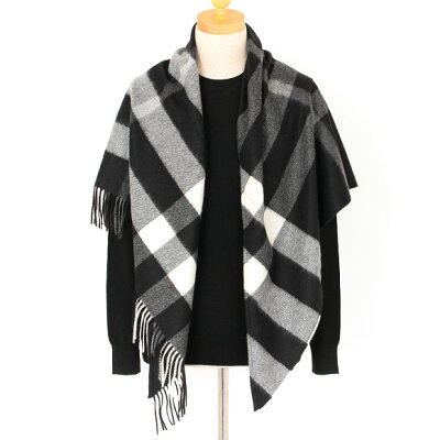 バーバリー BURBERRY カシミアマフラー ブラックチェック HLF MGA CASH 8015516 BAN:CS A1189 BLACK 【英国】