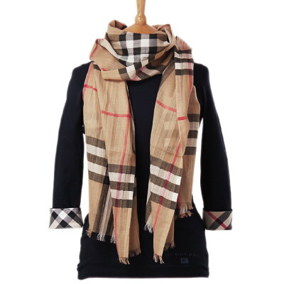 バーバリー BURBERRY シルク混ストール GAUZE GIANT CHK キャメルチェック 3743232 CHK:AALKT 2310C CAMEL CHECK 【英国】