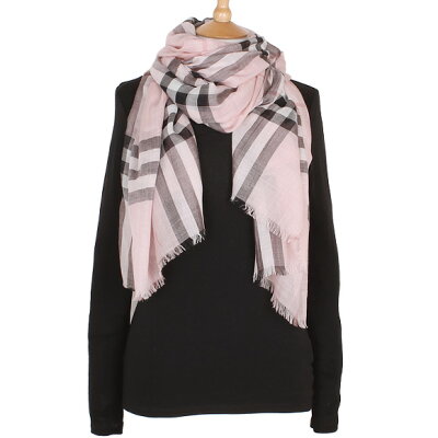 バーバリー BURBERRY シルク混ストール GAUZE GIANT CHK アッシュローズ 4001363 AALKT 5317B ASH ROSE 【英国】