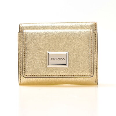 ジミーチュウ JIMMY CHOO 財布 レディース 三つ折り財布 ミニ財布 ゴールド METALLIC GRAINY CALF LEATHER MAGDA EIZ GOLD【英国】