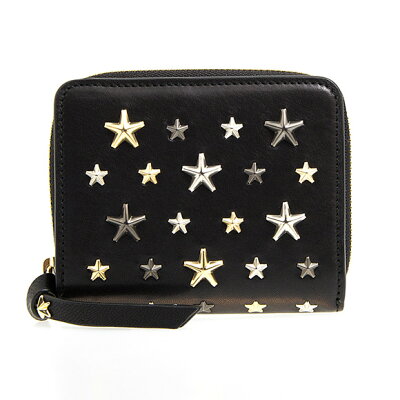 ジミー チュウ JIMMY CHOO 財布 レディース 二つ折り財布 ミニ財布 ブラック LEATHER W/MULTI METAL STARS REGINA LTR 182 BLACK METALLIC MIX【英国】