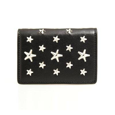 ジミーチュウ JIMMY CHOO 財布 レディース 二つ折り財布 ブラック LEATHER WITH STARS JAXI CST 192 BLACK【英国】【ミニ財布】