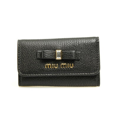 ミュウミュウ MIU MIU レディース キーケース ブラック MADRAS FIOCCO KEYCHAIN 5PG222 2D7A F0002 NERO