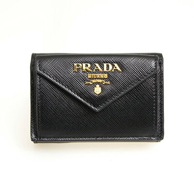 プラダ PRADA 財布 レディース 三つ折り財布 ブラック SAFFIANO METAL ORO PORTAFOGLIO PATTINA 1MH021 QWA F0002 NERO