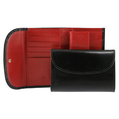 ホワイトハウスコックス WHITEHOUSE COX 財布 三つ折り財布(小銭入れ付) ブラック/レッド 3FOLD WALLET BRIDLE 2TONE S7660 BLACK/RED【英国】