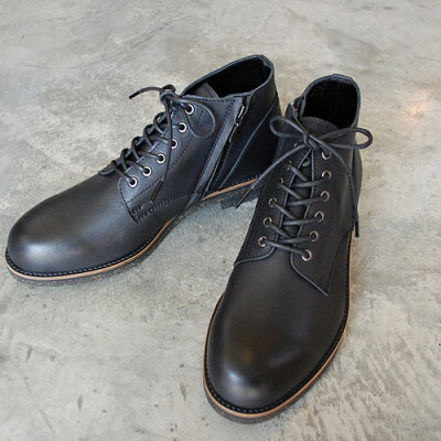 【ポイント10倍】【サイズ交換初回片道送料無料】 PADRONE パドローネ メンズ メンズ CHUKKA BOOTS with SIDE ZIP (WATER PROOF LEATHER) / BAGGIO バッジオ ブラック BLACK PU7358-1222-16A 革靴 日本製 ビジネス 防水 ギフト