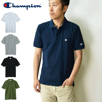 【10%OFF】【メール便送料無料】 Champion チャンピオン メンズ ポロシャツ ワンポイントロゴ / 半袖ポロシャツ 鹿の子ポロシャツ カノコ コットン100% 綿100% 胸ロゴ 袖ロゴ 刺繍 C3-F356 父の日 ギフト 【3】