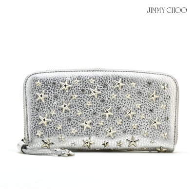 ジミーチュウ JIMMY CHOO FILPA WDS/SILVER スタッズ付き ラウンドファスナー長財布 ジップアラウンドウォレット シルバー レディース 【送料無料】