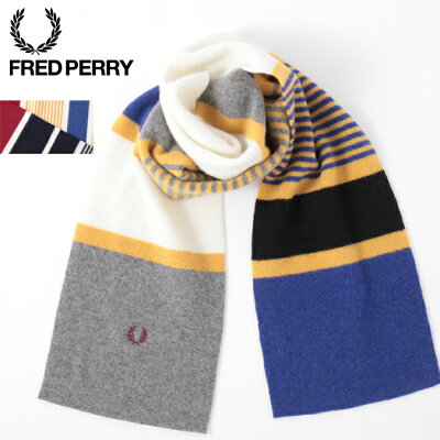 フレッドペリー メンズ マフラー ウール Fred Perry 166×20cm スカーフ カラーブロック 2色 グレーマール ネイビー レディース ギフト 正規販売店 トラッド
