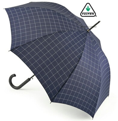 FULTON フルトン 傘 メンズ Shoreditch Windowpane Check 紳士用 紳士 長傘 ウィンドウペン 傘 メンズ ワンタッチ ジャンプ傘 正規 かさ フルトン 傘 メンズ ギフト トラッド