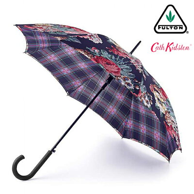 SALE セール キャスキッドソン 傘 ブラック フレストン チェック FULTON × Cath Kidston フルトン レディース Bloomsbury 長傘 女性用 かさ 花柄 チェック プレゼント ギフト