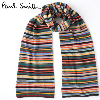 セール SALE ポールスミス Paul Smith カシミヤ混 ニット マフラー マルチ 180×22cm ストライプ スカーフ メンズ イタリア製 モッズファッション プレゼント ギフト