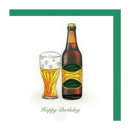 ビールの音が聞こえる　メッセージカード Quilling Card(クイリングカード) バースデーカード Beer Birthday　お誕生日おめでとう　ビール