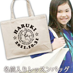 レッスンバッグ おけいこバッグ 通園バッグ 入園祝い 誕生日プレゼント 名入れ 名入れ無料 名前入り キャンバス スクエアトート ポップデザイン アース 男の子 女の子 誕生日 お稽古 お道具袋 手提げ 入園準備 百日祝い 【ココロコ】