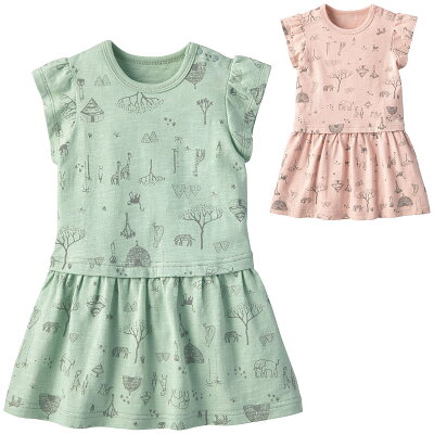 【半額】《コンビミニ》半袖ワンピース(サファリ) : 女の子 80cm 90cm 100cm 110cm 120cm | 服 ベビー キッズ 子供 半袖 おしゃれ 可愛い 女児 子供服 かわいい ピンク 綿100% グリーン ワンピ ワンピース 小学生 出産祝い ブランド 子ども 【S】【T】