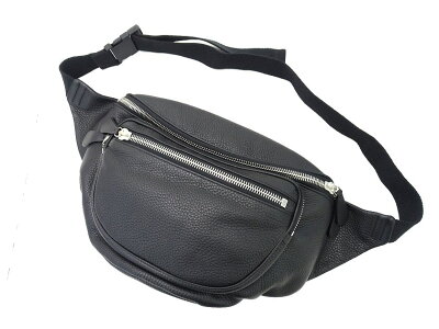 Maison Margiela メゾン マルジェラ イタリア製 LEATHER WAIST BAG シボレザー ウエストバッグ S70WB0001 定14.4万 ブラック▲547▼10916k07