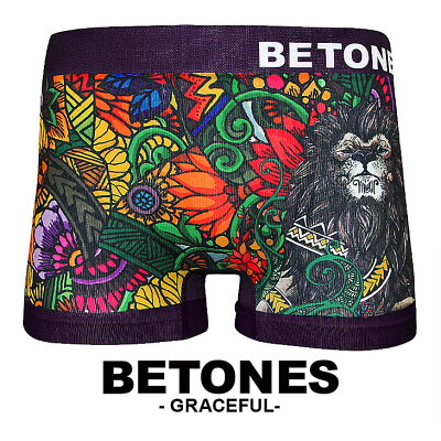 【ラッピング無料】BETONES/ビトーンズ ボクサーパンツ メンズ 下着 GRACEFUL アニマル ボタニカル フラワー ライオン オシャレ かわいい 水着インナー プチギフト 誕生日プレゼント 彼氏 父 男性 旦那 ギフト 送料無料 only