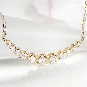 【あす楽対応】K18YG【0.3ct】ダイヤモンド ライン ネックレス ペンダント【送料無料】可愛い グラデーション ダイヤ ネックレス 人気 おしゃれ ギフト プレゼント 贈り物 記念 18k 【RCP】【楽ギフ_包装】
