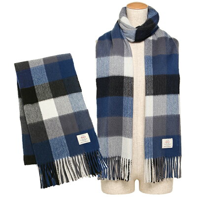 【4時間限定ポイント10倍】【返品OK】アヴォカ マフラー AVOCA 102676 CASHMERE 180×50cm カシミヤ100% スカーフ NAVY/GREY