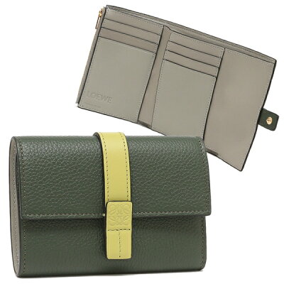 【返品OK】ロエベ 三つ折り財布 バーティカルウォレット Sサイズ ミニ財布 グリーン レディース LOEWE C660S86X01 4437 【2021AW】