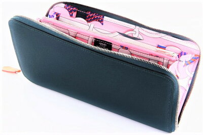 【2018年製】【新品】【送料無料】財布 エルメス アザップロング シルクイン ラウンドファスナー 長財布 ヴォーエプソン C刻印 2018年製 グリーン ヴェールシプレス 緑 アザップロング