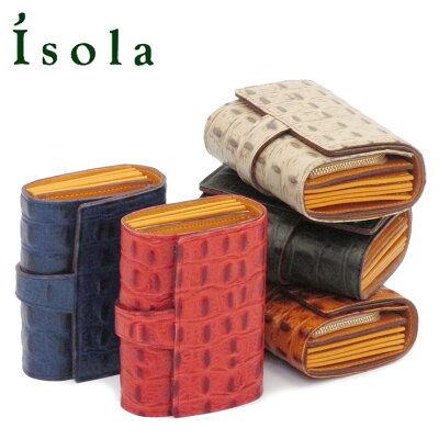 【最大P25.5倍 4/5 0:00〜】isola 財布 アイソラ 二つ折り財布 折財布 ジャバラ 本革 クロコ型押し オリノコ グレー レッド 赤 グリーン 緑 ブルー 青 イエロー 黄 レディース メンズ 11801