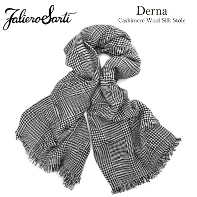 Faliero Sarti ファリエロサルティ Derna デルナ グレンチェック カシミア ウール シルク スクエアストール スカーフ マフラー ユニセックス