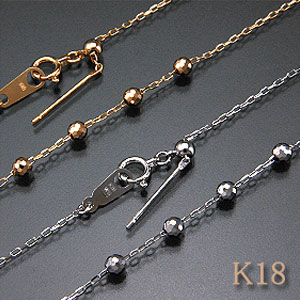 ポストスライドチェーンネックレス キラキラカットボールの位置自在!脱着OK! 45cmαチェーンK18Gold(ゴールド) K18WG(ホワイトゴールド) プレート部分がポスト大体のトップバチカンなら貫通可能! ギフト 【送料無料】【スライドピン】