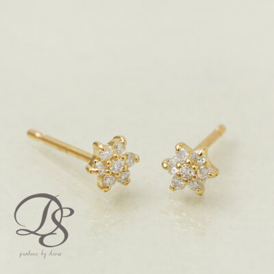 【LINE登録で1111円クーポン】 18金 ピアス ゴールド ピアス ホワイトゴールド ピアス 18k K18 WG レディース ダイヤモンド 花 フラワー 計0.1ct pierce 宝石 誕生日 贈り物 妻 DEVAS ディーヴァス プレゼント