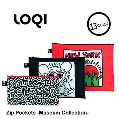 【メール便で送料無料】LOQI ジップポケット MuseumCollection ミュージアムコレクション / ローキー かわいい 小物入れ ブランド 化粧ポーチ 旅行 ペンケース おしゃれ マルチポーチ トラベルポーチ 小物整理 軽量 バッグインバッグ バック ゴッホ 葛飾北斎