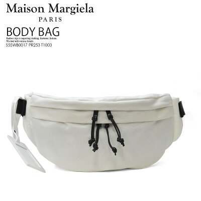 【希少! 大人気!】Maison Margiela (メゾン マルジェラ) Stereotype XL cross-body bag (ステレオタイプ XL クロスボディ バッグ) ウエストバッグ ボディバッグ ショルダーバッグ キャンバス製 ユニセックス 黒 WHITE (ホワイト) S55WB0017 PR253 T1003 dpd-2