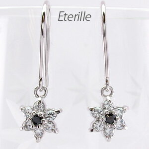 【10%OFF】【500円OFFクーポン】ブラックダイヤモンド フックピアス レディース ダイヤモンド スター 星 フラワー 花 0.2カラット セブンスター プラチナ pt900